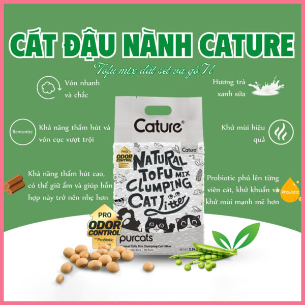 Cát đậu nành mix đất sét, mix gỗ cature tofu 3in1 2