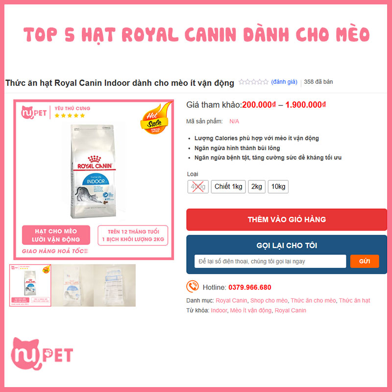 Hạt Royal Canin cho mèo 