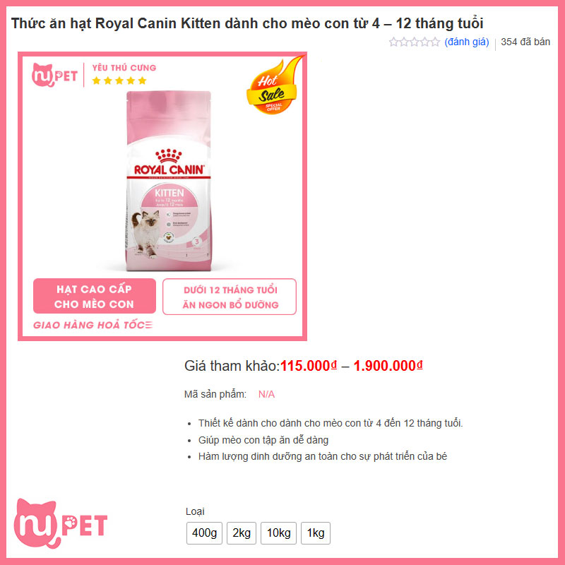 Hạt Royal canin cho mèo con kitten