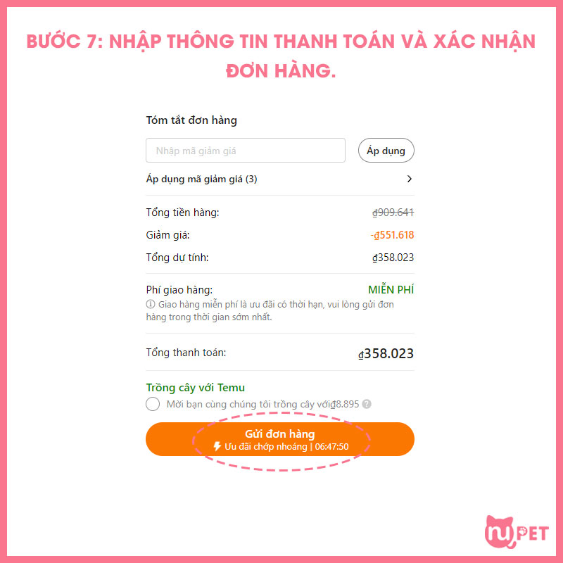 Cách đặt hàng và thanh toán sản phẩm trên temu 6