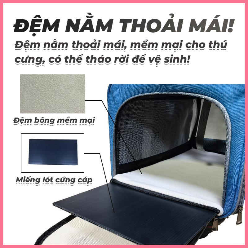 xe-day-cho-meo-tui-van-chuyen-cho-meo-4 Xe đẩy chó mèo túi vận chuyển đẩy có bánh xe cho chó mèo 4