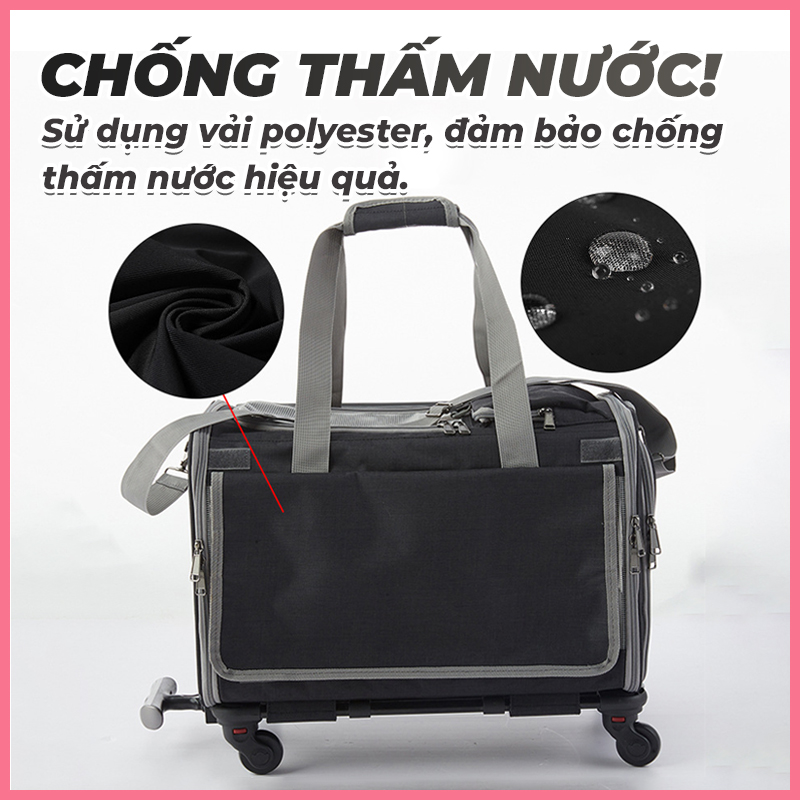 xe-day-cho-meo-tui-van-chuyen-cho-meo-5 Xe đẩy chó mèo túi vận chuyển đẩy có bánh xe cho chó mèo 5