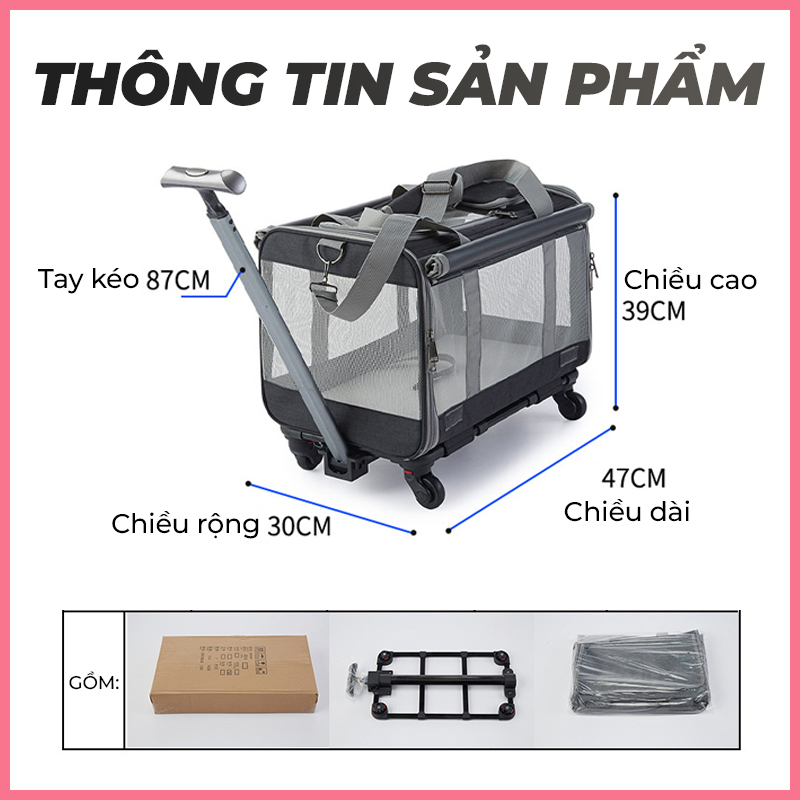 xe-day-cho-meo-tui-van-chuyen-cho-meo Xe đẩy chó mèo túi vận chuyển đẩy có bánh xe cho chó mèo