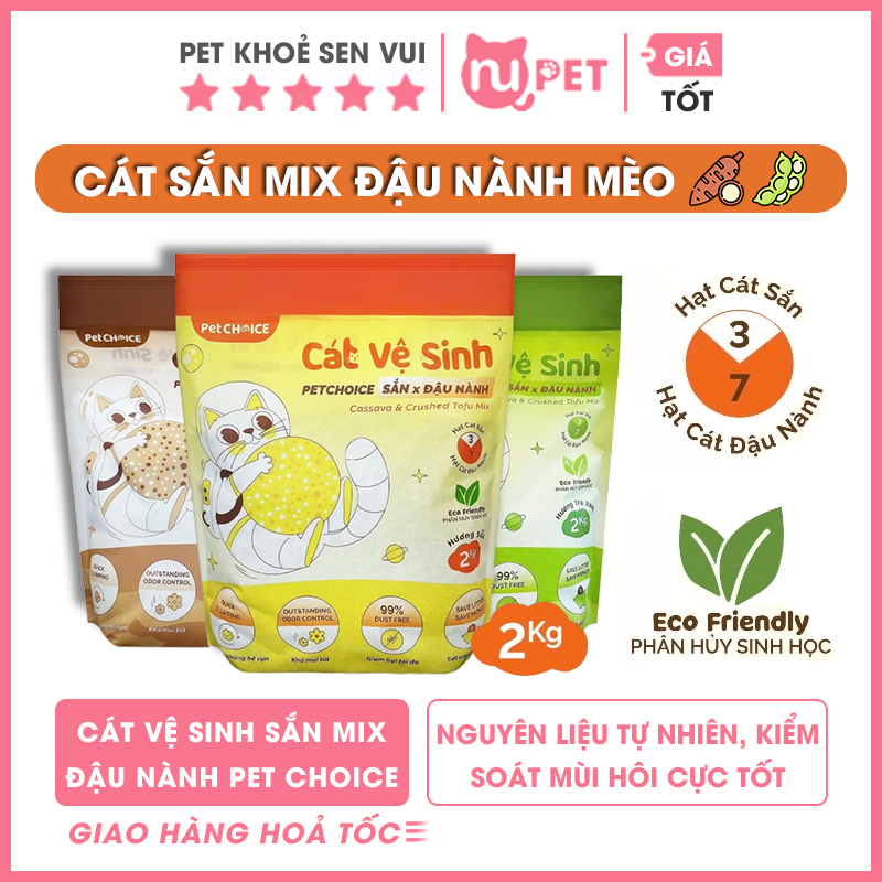 Cát sắn mix đậu nành Pet Choice 2kg
