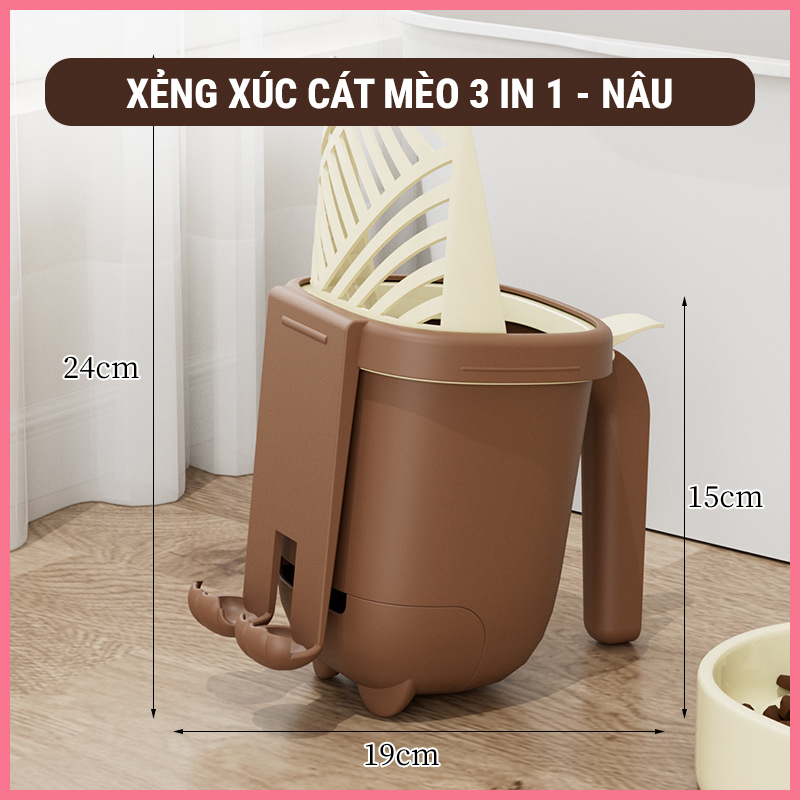 xeng-hot-phan-meo-3-in-1-nau Xẻng hốt phân mèo 3 in 1 nâu