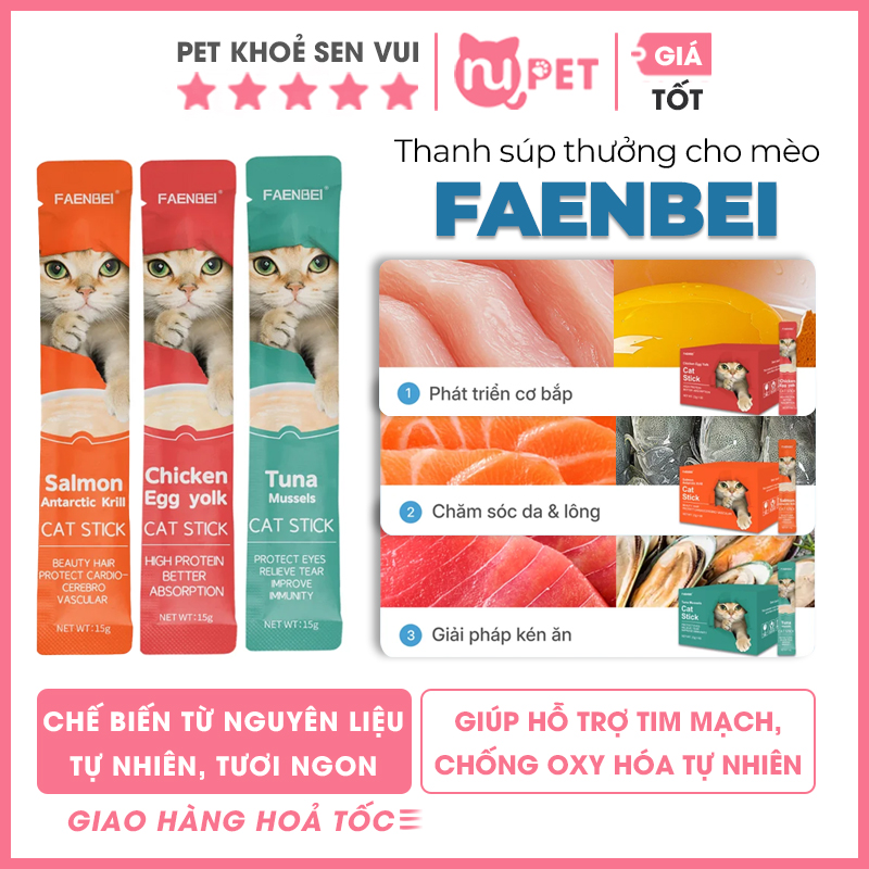 Súp thưởng mèo faenbei cho mèo dạng thanh 15g 11