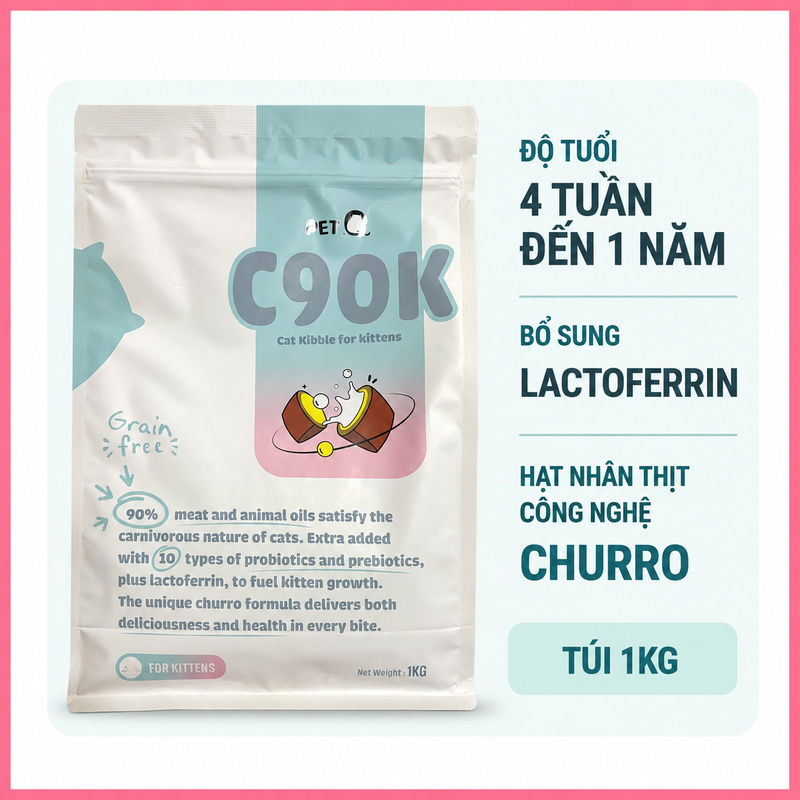 Hạt PetQ Churro C90 bịch 1kg Nupet 7